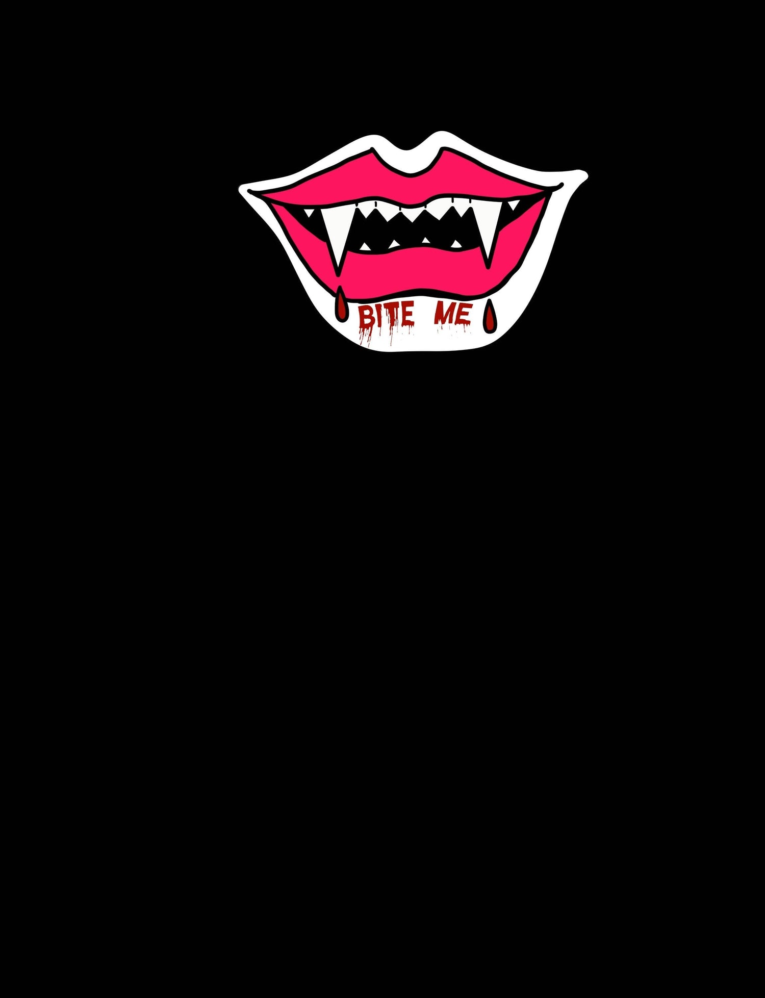 Cartoon vampire mouth with fangs and &