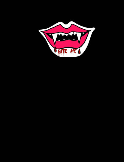 Cartoon vampire mouth with fangs and &