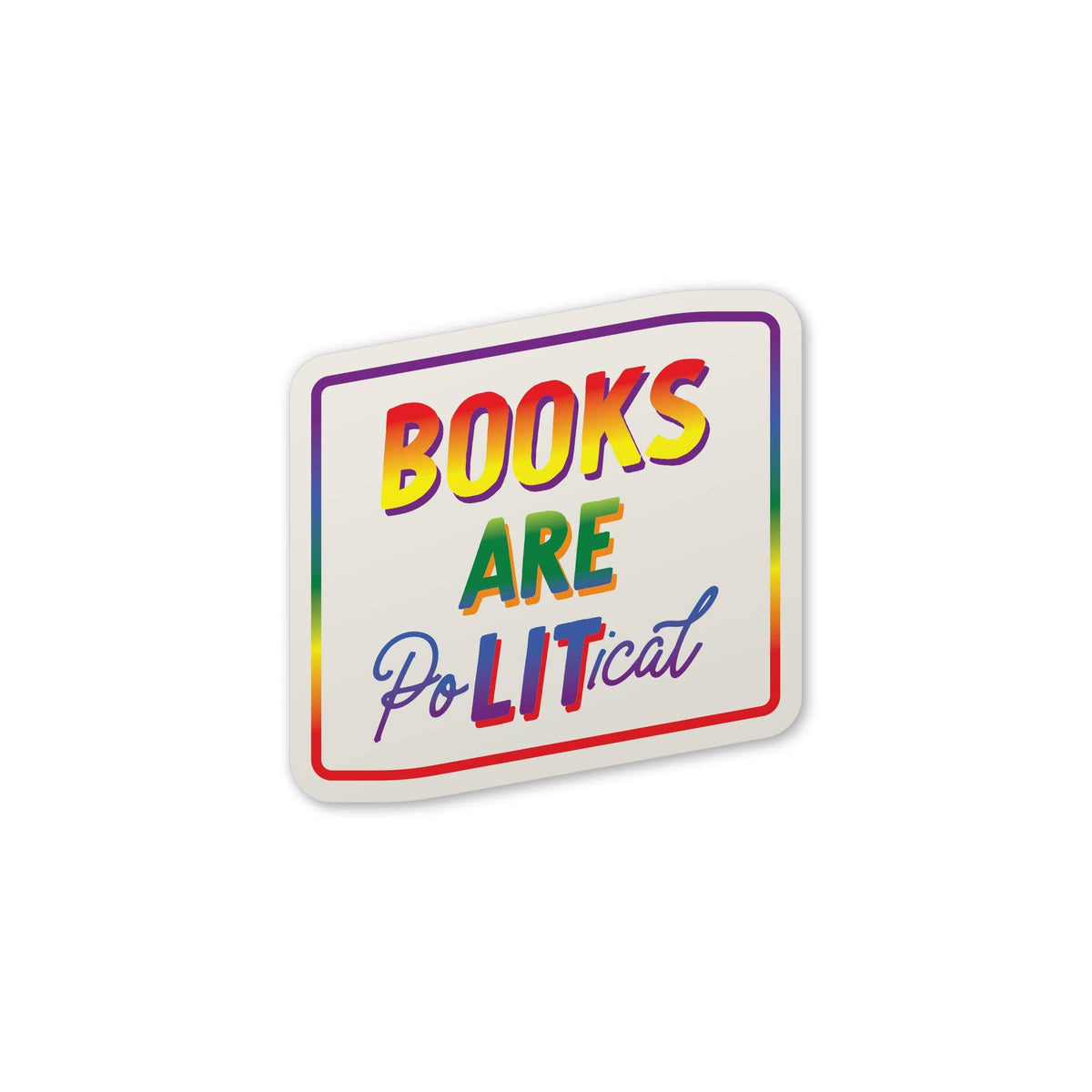 A die-cut sticker with the text &