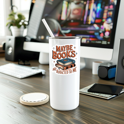 White tumbler with &