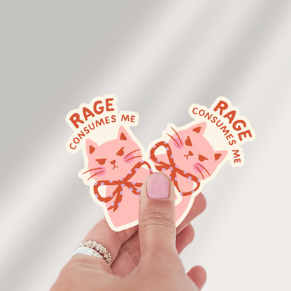 Two pink cat-shaped stickers with &