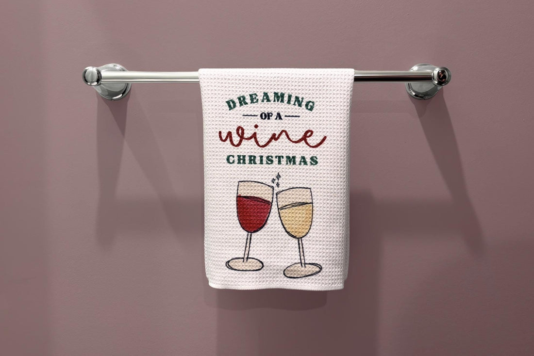 Dreaming of a Wine Christmas Kitchen Towel