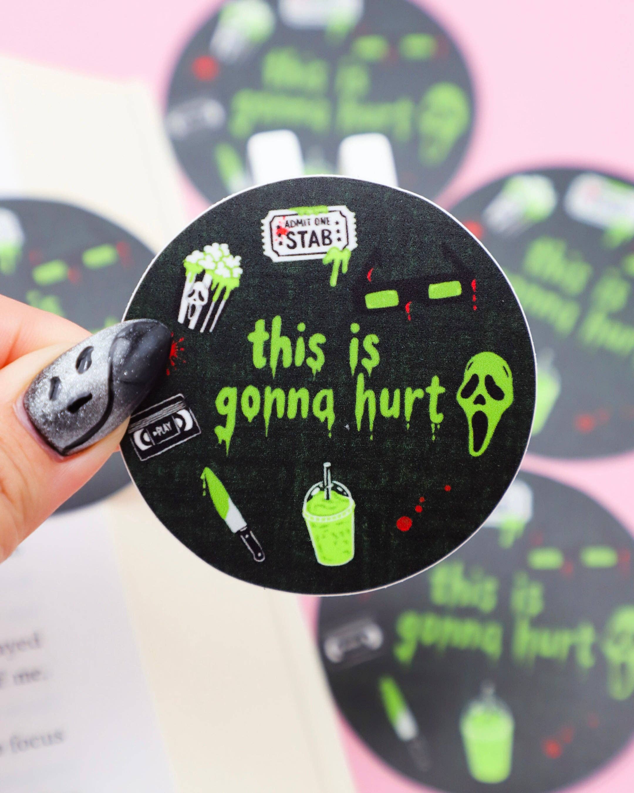 Circular sticker with text &