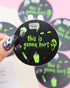 Circular sticker with text &