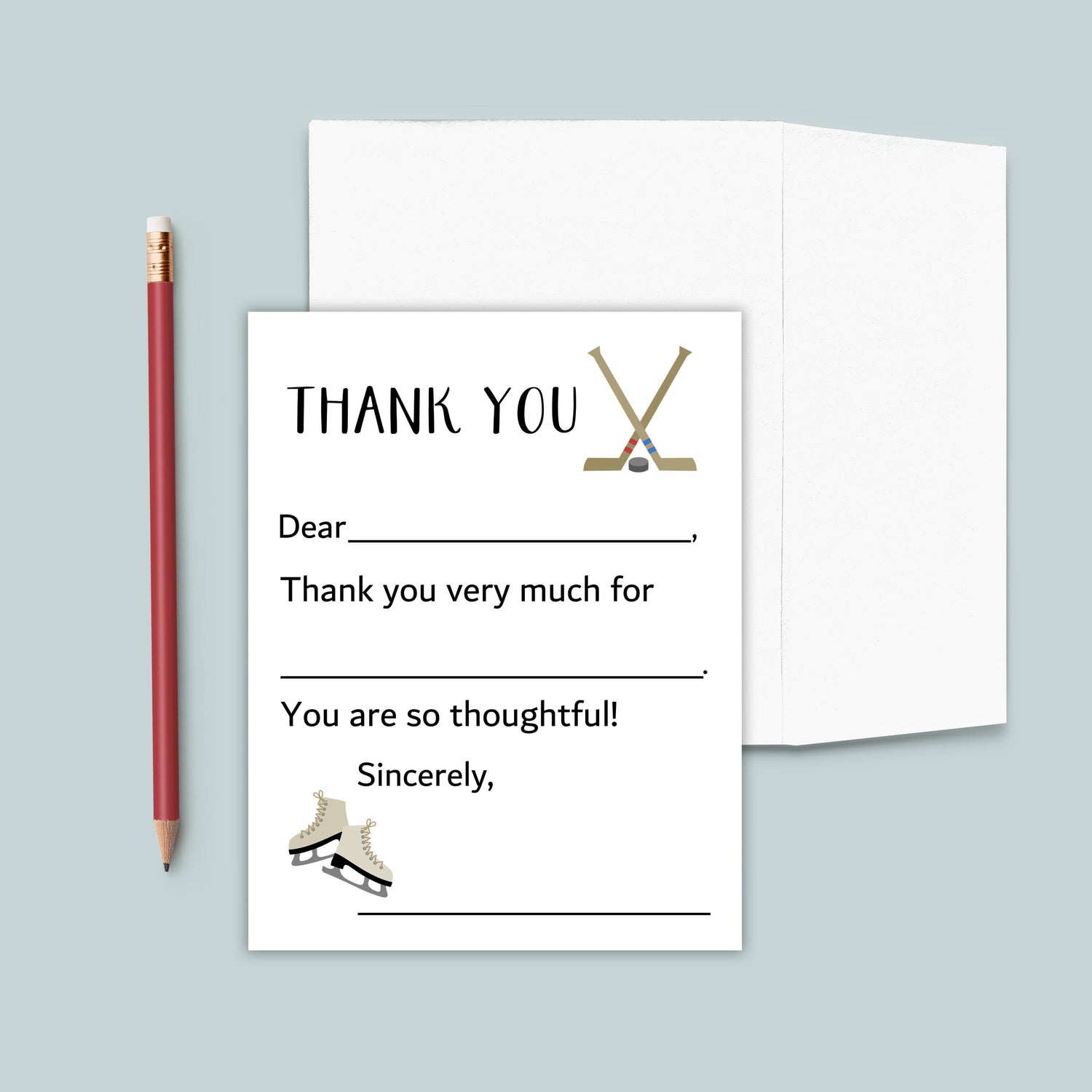 Hockey - Fill-in Thank You Cards for Kids