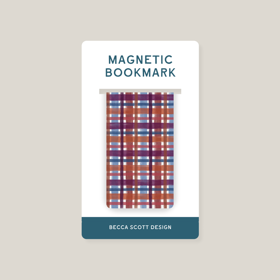 Cozy Plaid Magnetic Bookmark