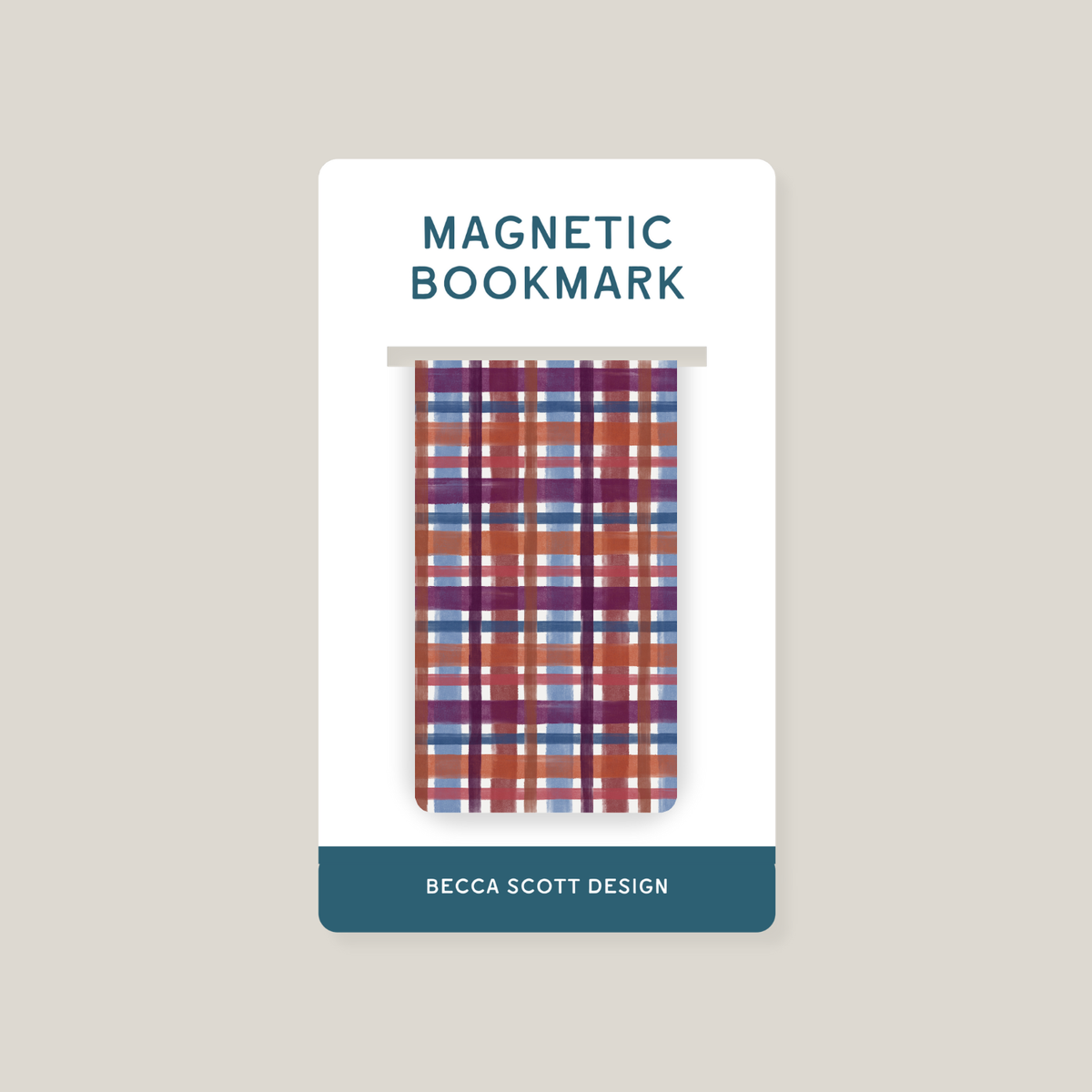 Cozy Plaid Magnetic Bookmark