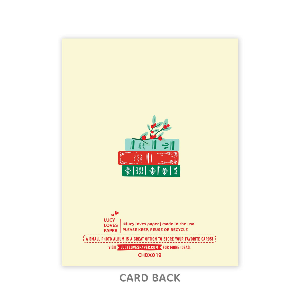 Bookish Little Christmas Card | Book Lover Holiday Greeting Card