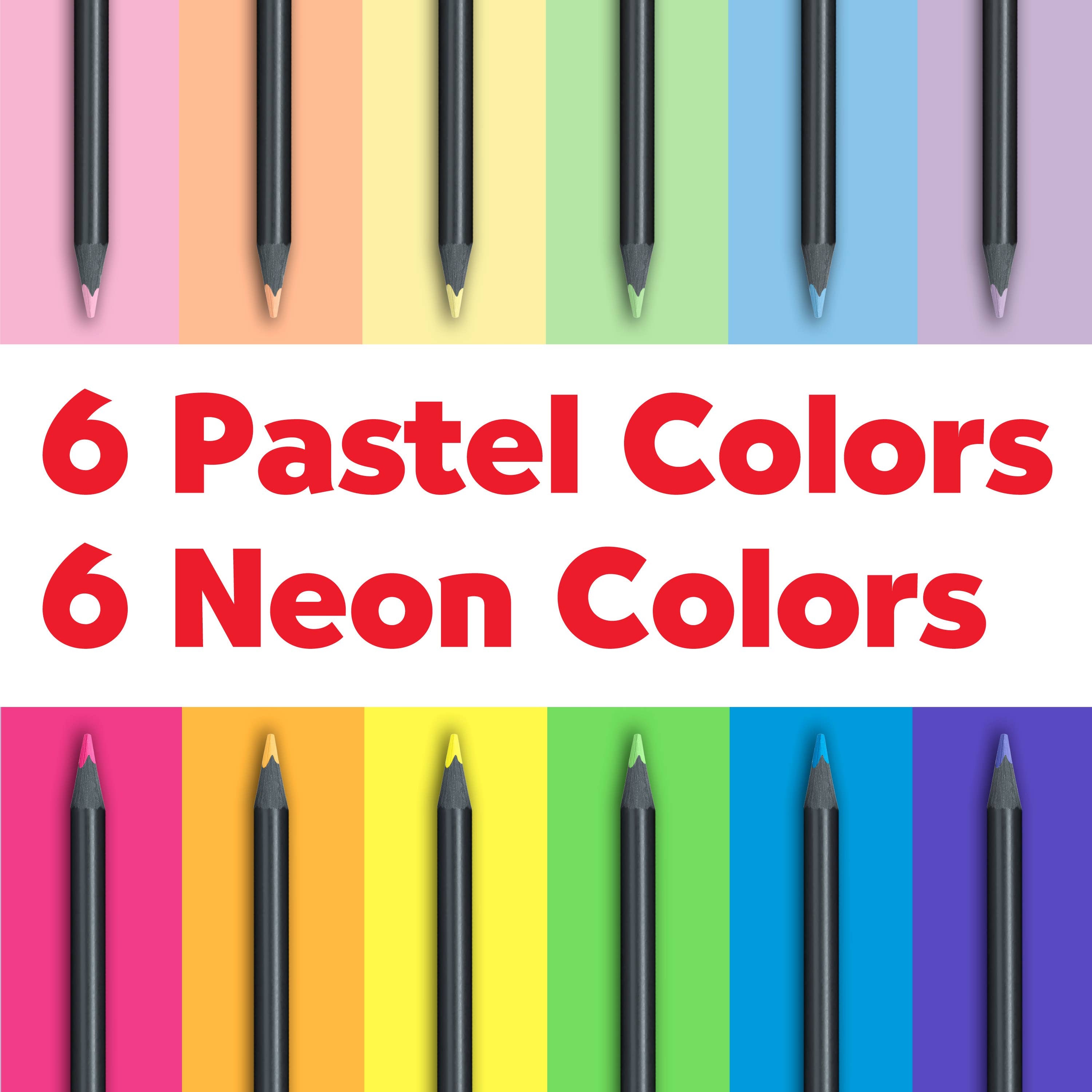 Super Soft Black Edition Colored Pencils, Neon &amp; Pastel 12Ct