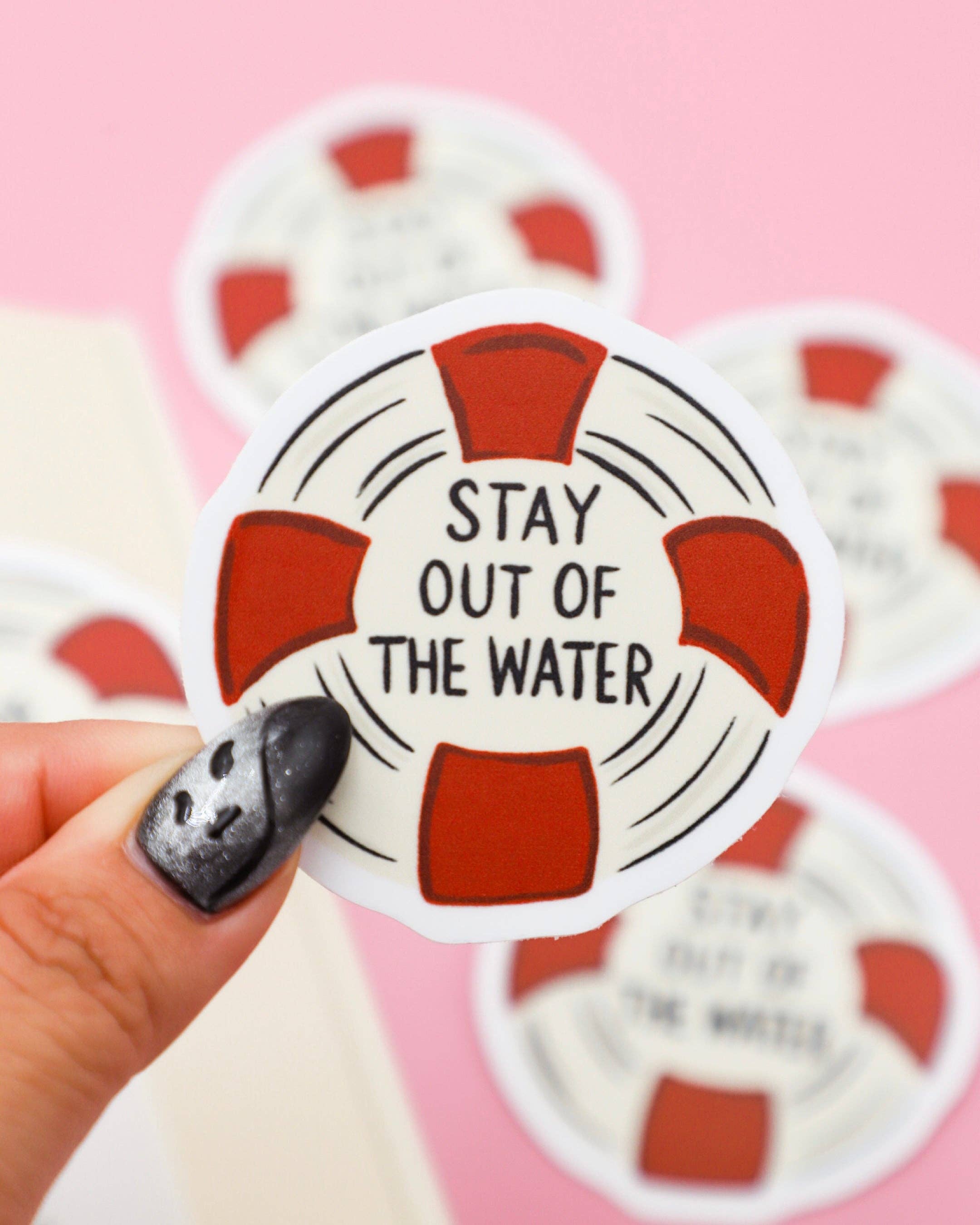 Life buoy-shaped sticker with &