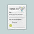 The image is a white card with a tennis racket and ball graphic, and a message expressing gratitude.