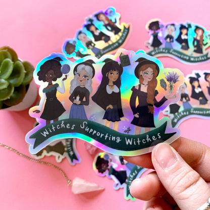 Witches Supporting Witches Sticker | Holographic Witchy Sticker