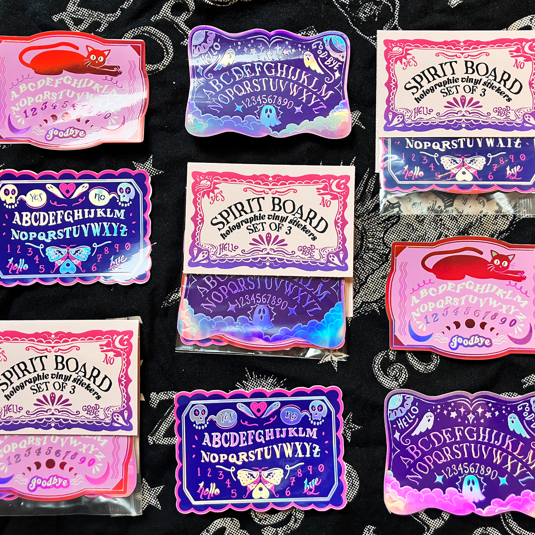 A set of colorful, holographic &