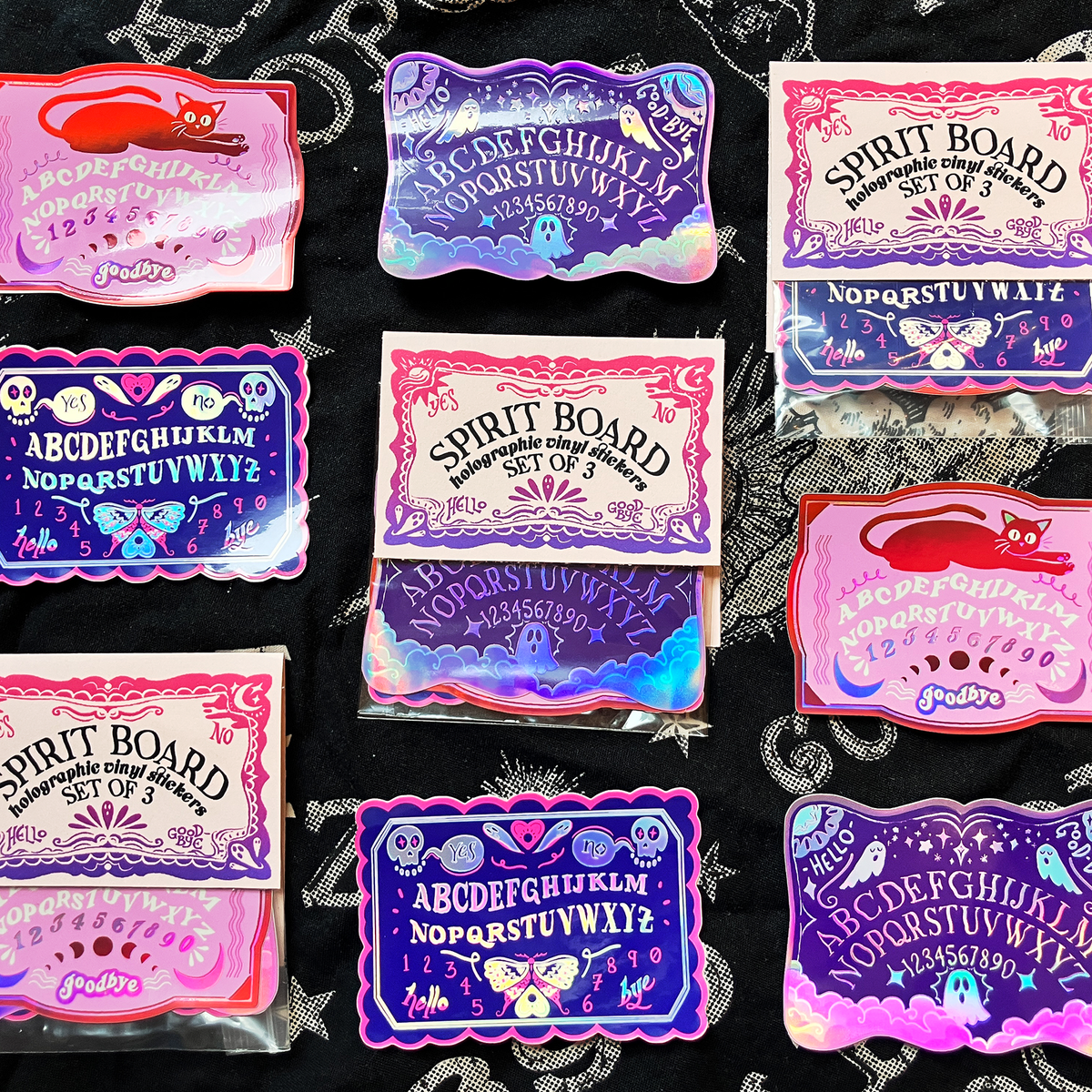 A set of colorful, holographic &