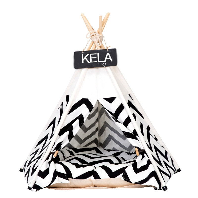 Pet Tent House Cat &amp; Dog Bed – Portable Teepee with Thick Cushion | 6 Colors