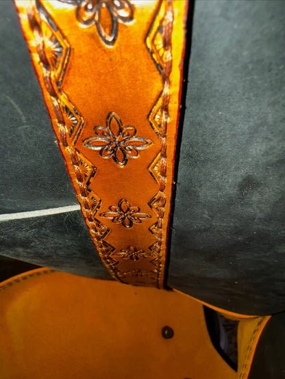 One of a Kind Handmade Earthtone Leather Tote with Stamped Leather Handles and Brass Feet