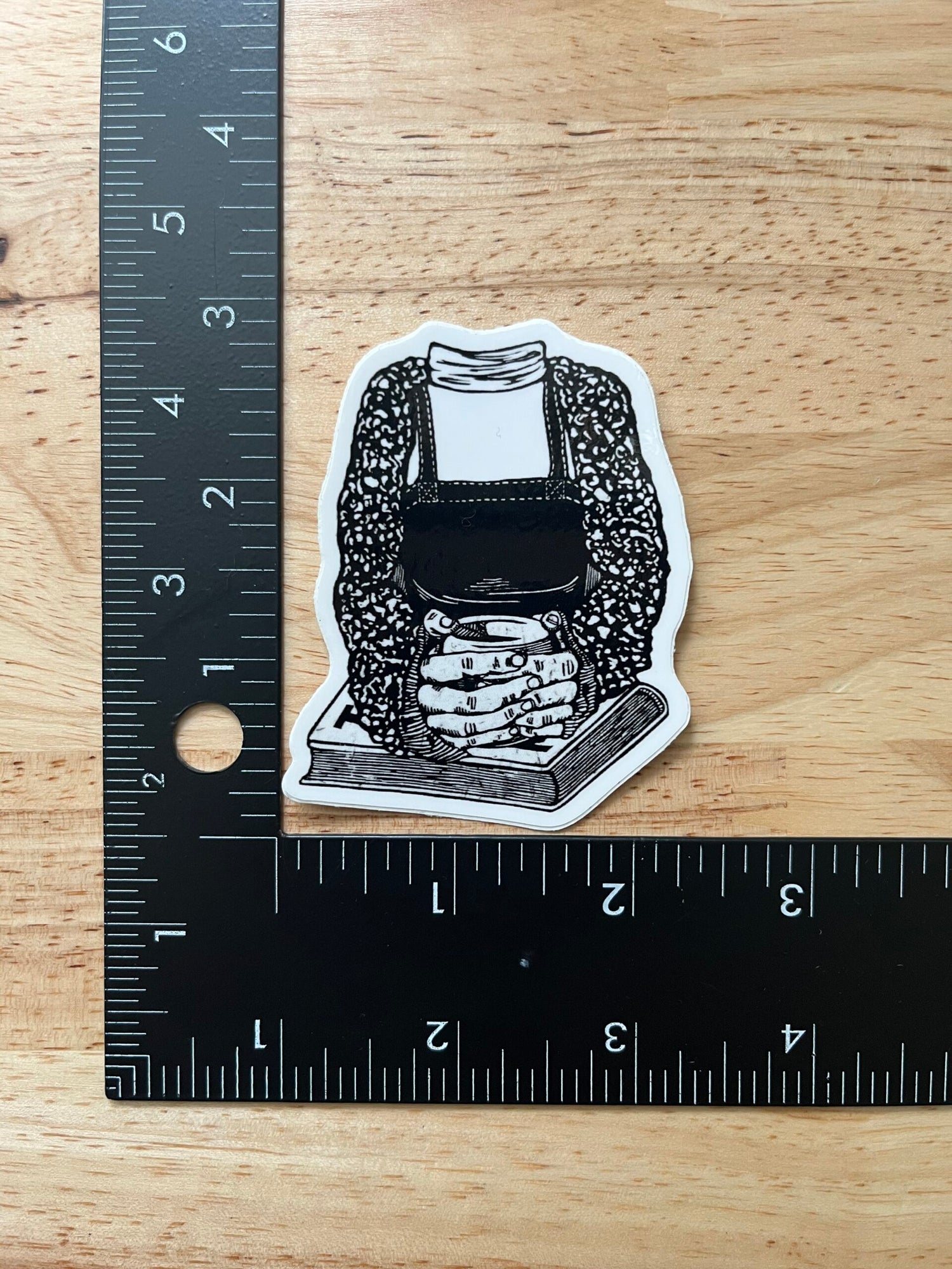 Hot Drink and a Book Sticker - weatherproof adhesive, UV protective laminate