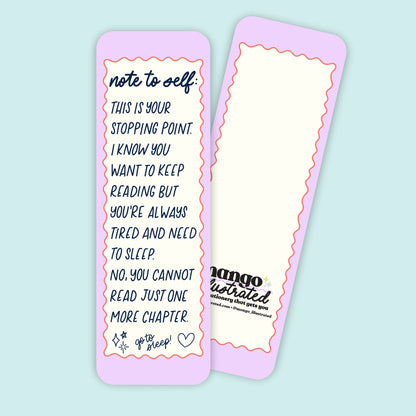 Note to Self Stopping Point bookmark styled — illustrated bookmark for late night readers by MangoIllustrated