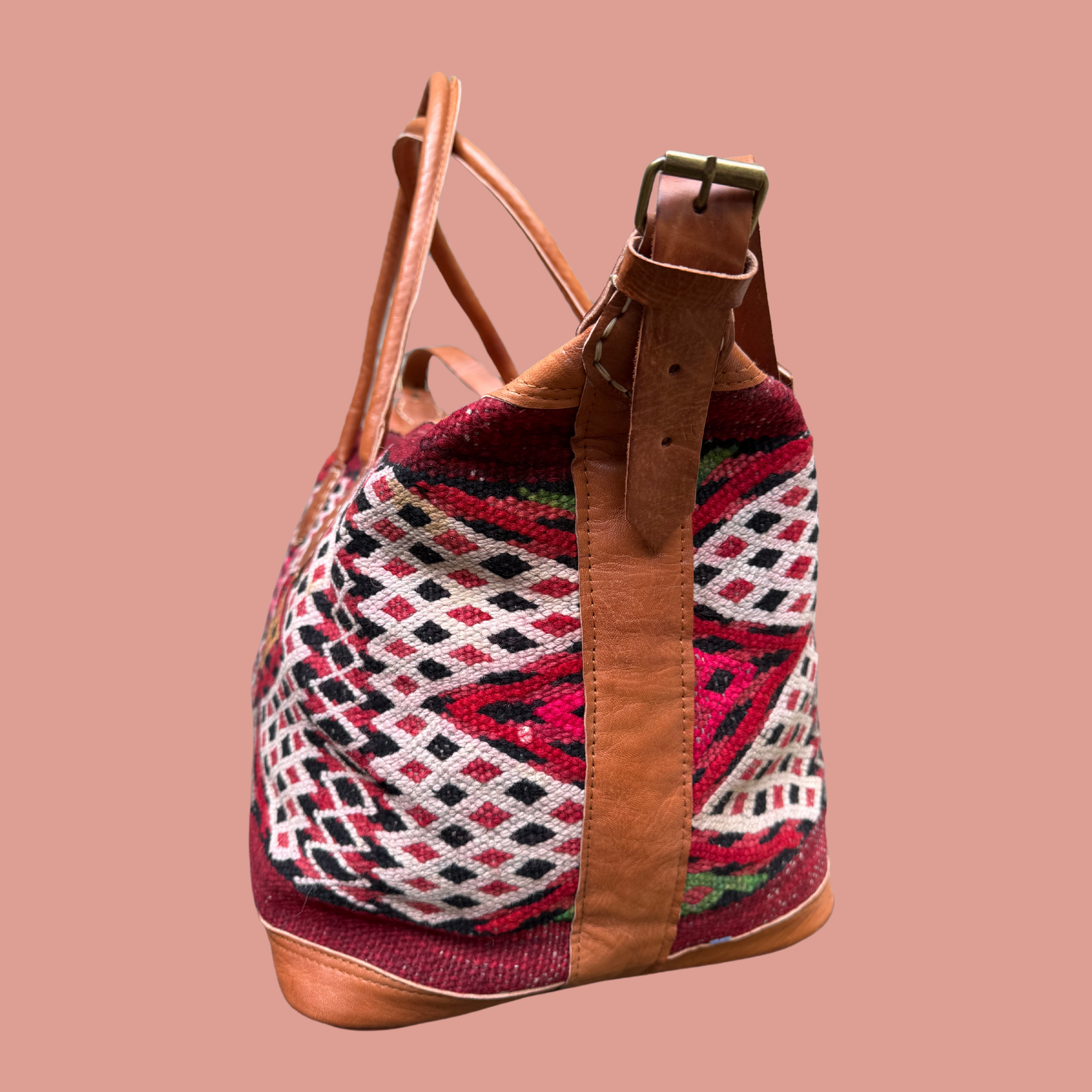 Kilim &amp; Leather Weekender Bag