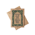 A square kraft paper greeting card with a decorative dark green ornate border and humorous text reading &