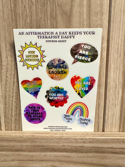 Positive Affirmation Sticker Sheet | Waterproof Vinyl Mental Health Stickers