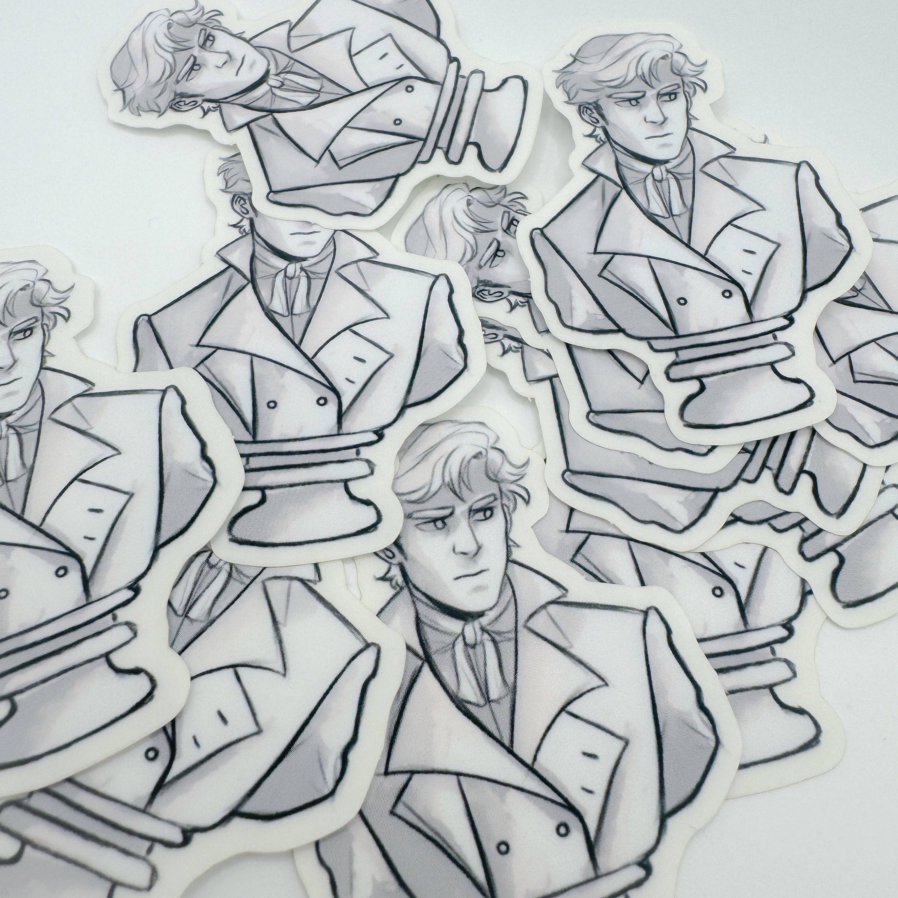 Mr. Darcy Bust Sticker | Pride &amp; Prejudice Clear Matte Decal