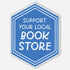 Blue hexagonal sign with white text &