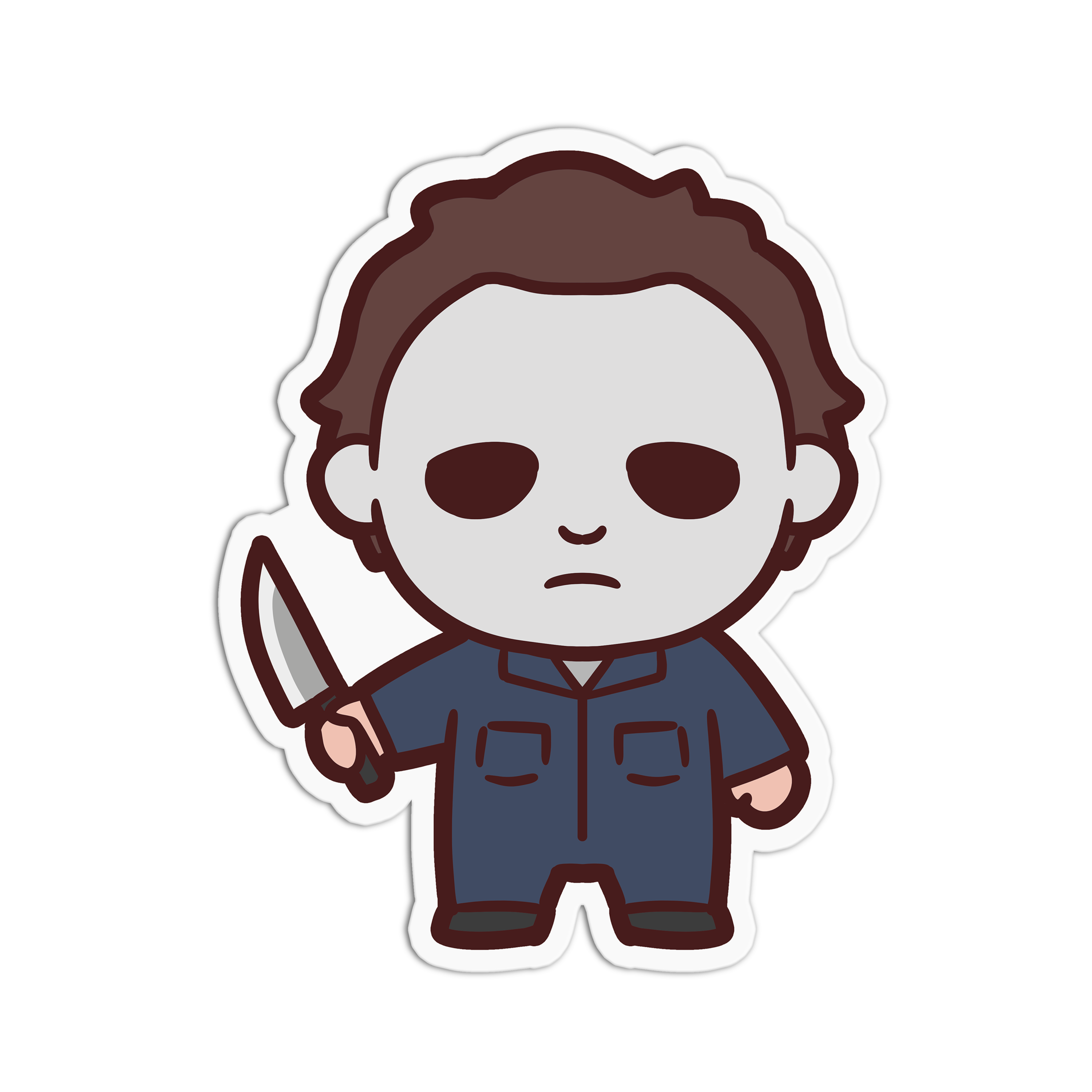 Cartoon character holding a knife on a white background