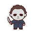 Cartoon character holding a knife on a white background