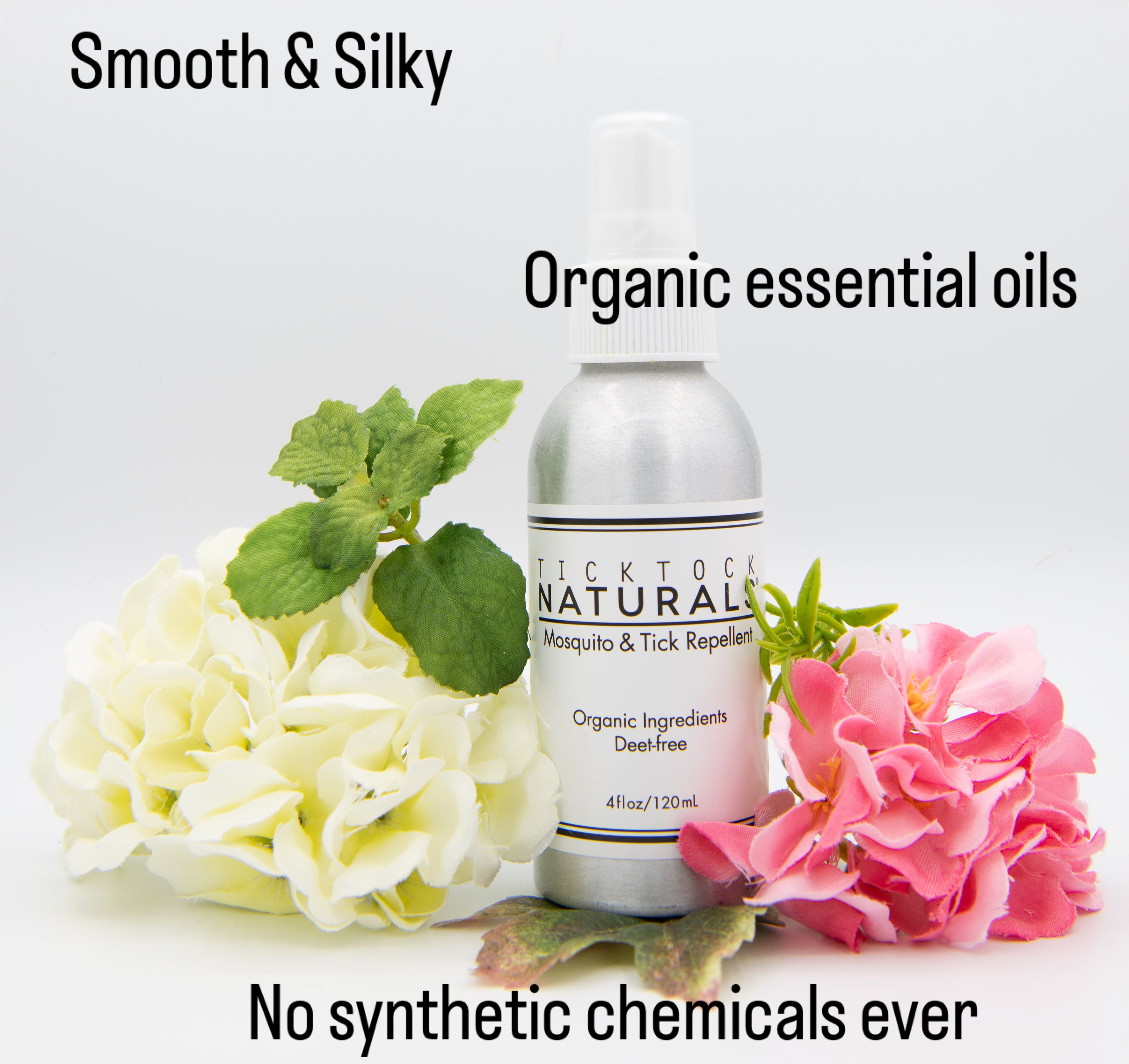 Picture of 4,oz skin oil repellent with geranium flowers 
