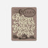 A rectangular card or sticker with rounded corners featuring vintage-style illustrated text that reads &