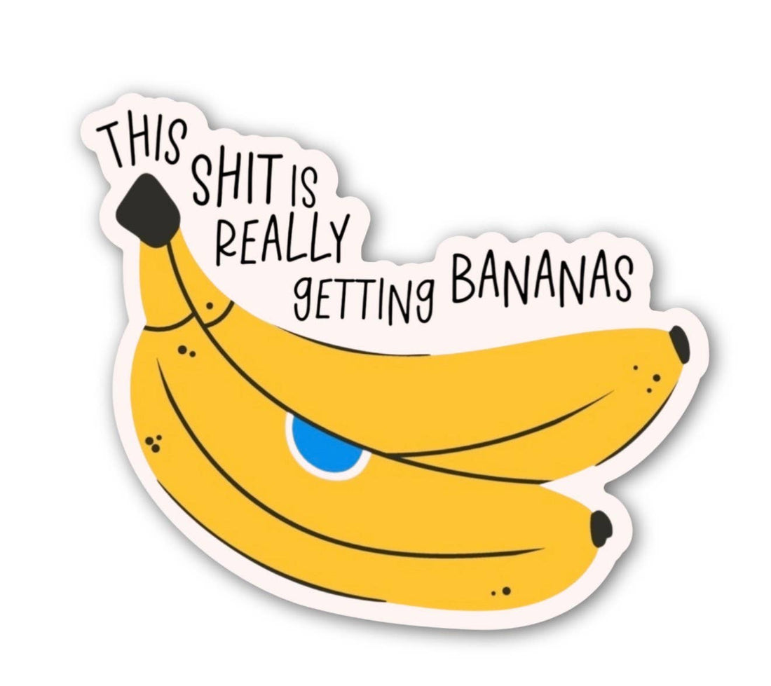 Sticker with bananas and text &