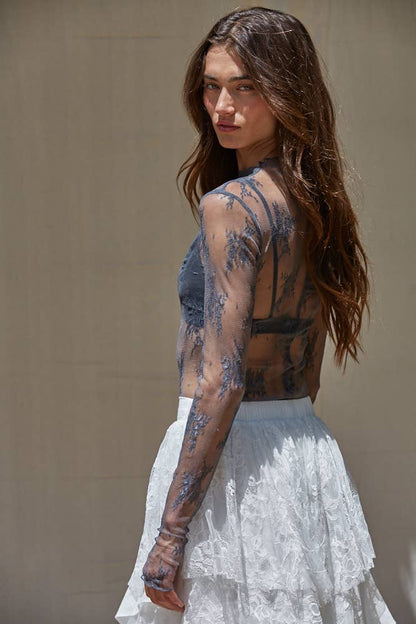 The Aubrey Lace Top in Charcoal