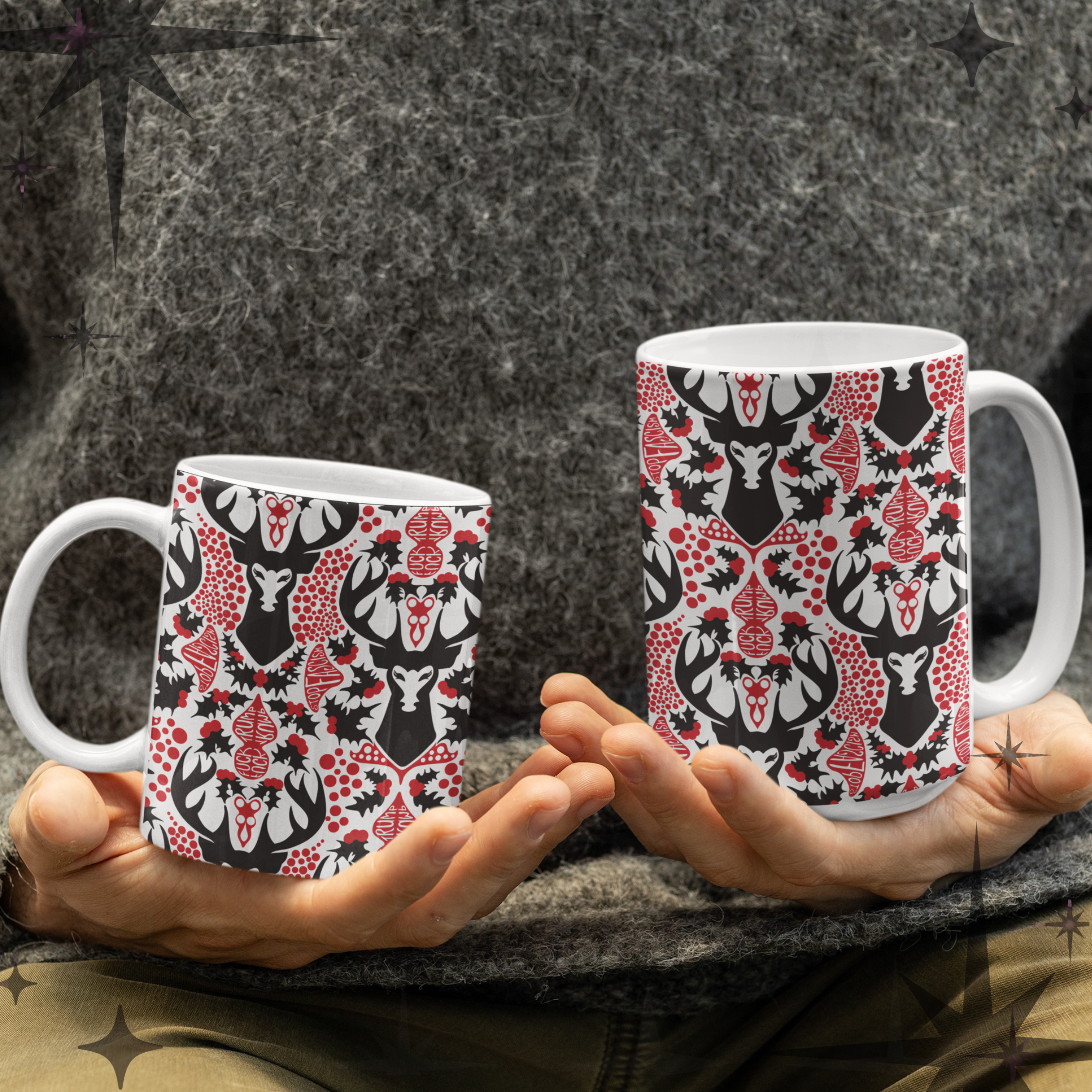 Hidden Message Mug “F*ck Trump” “Stop Fascism” Woodland Stag Damask