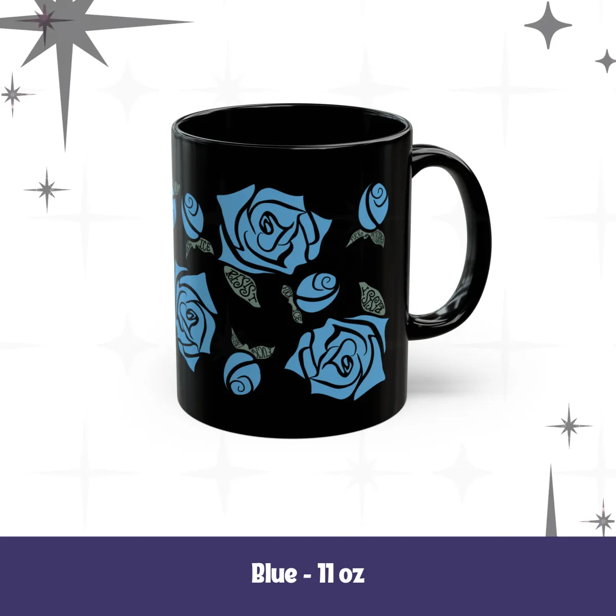 Black Ceramic Floral Rose Mug – Hidden Message Feminist Resist Coffee Mug Adult Language