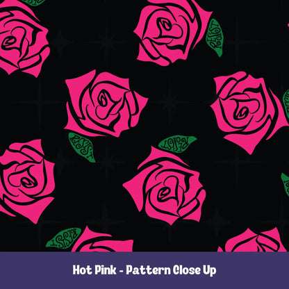 Resist Rose Pattern Tote Bag – Black Floral Statement Carryall, Blue Pink Purple Options
