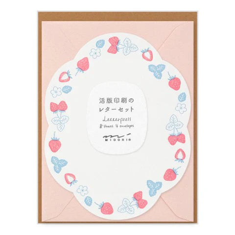 Letterpress Die-cut Strawberry Stationery Set