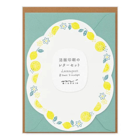 Letterpress Die-cut Lemon Stationery Set