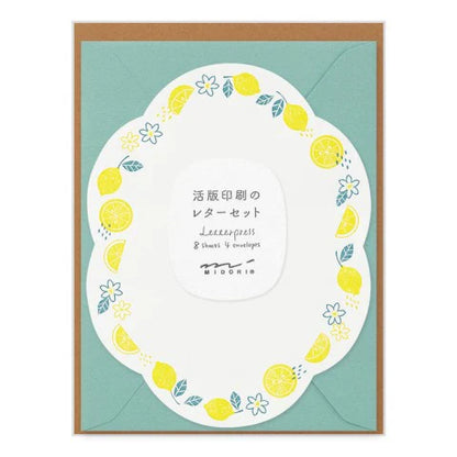 Letterpress Die-cut Lemon Stationery Set