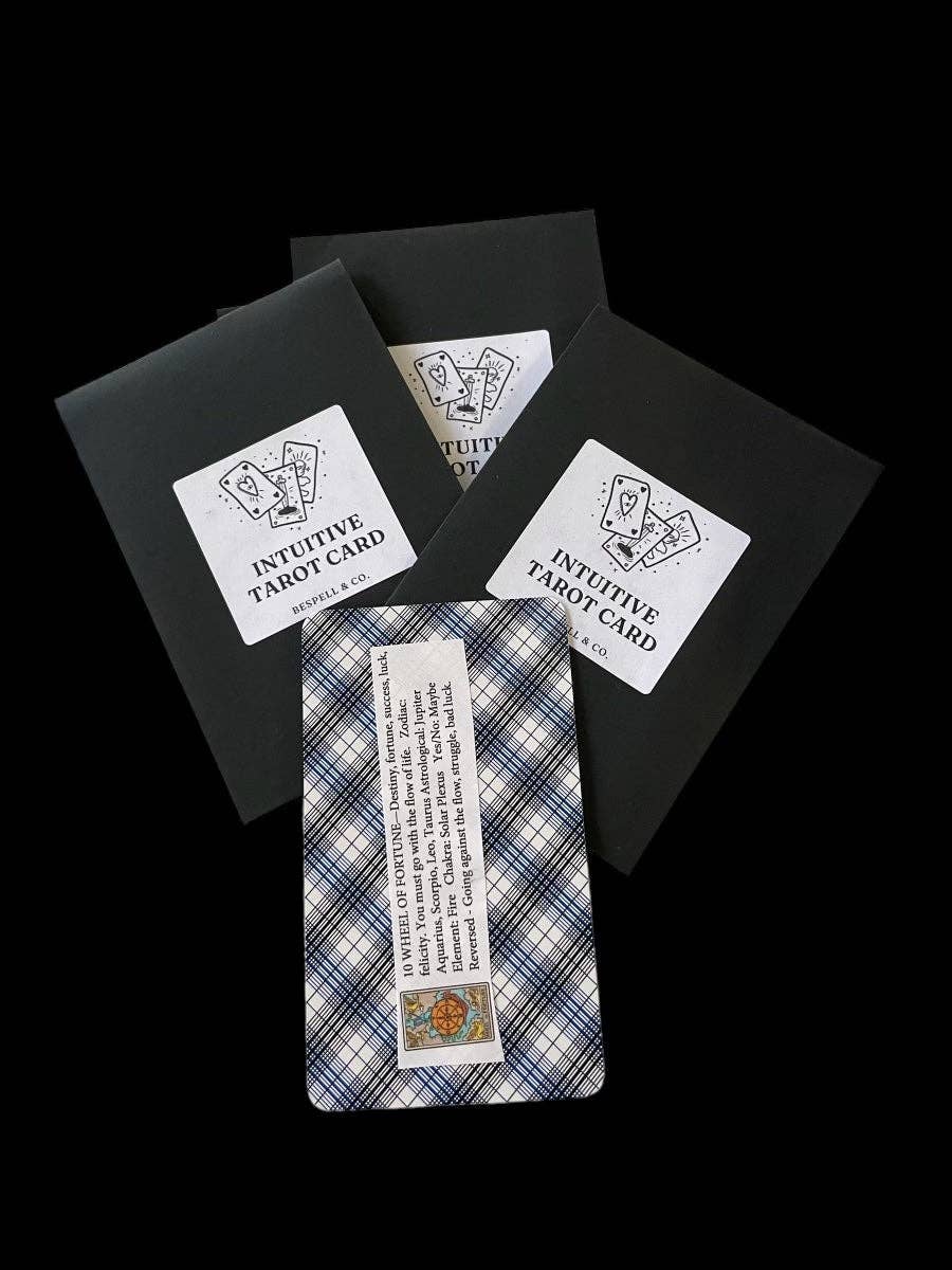 Set of tarot cards with black card holders on a white background