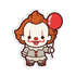 Cartoon character with red hair and a red balloon on a white background