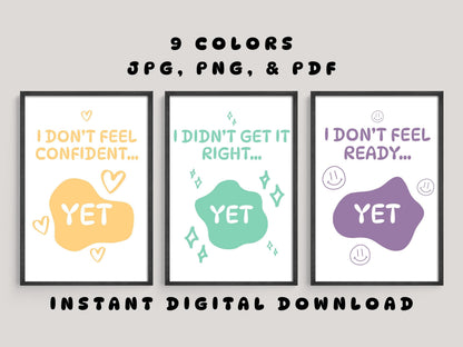 Power of Yet Wall Art | Growth Mindset &amp; Social Emotional Learning Print Set (Digital Download)