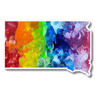 South Dakota State Trans Pride and Rainbow State Vinyl Sticker