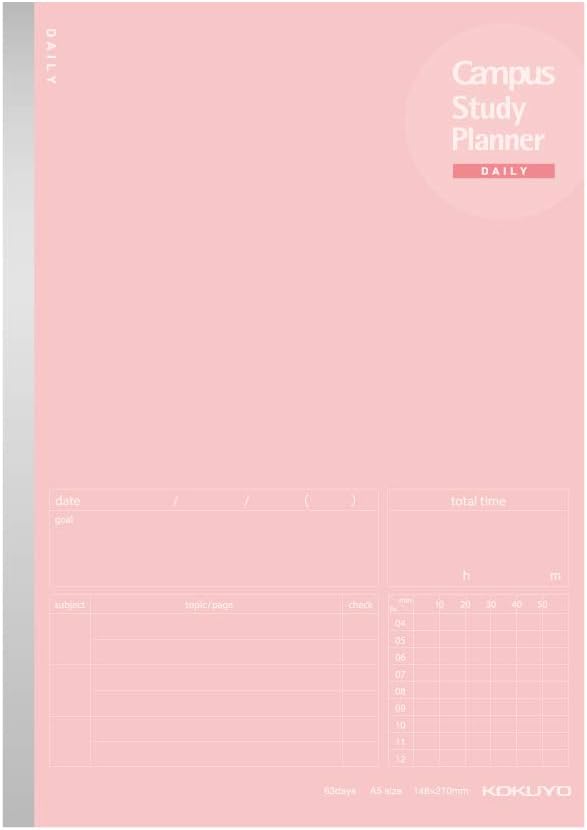 Campus Study Planner Notebook A5- Daily Pink