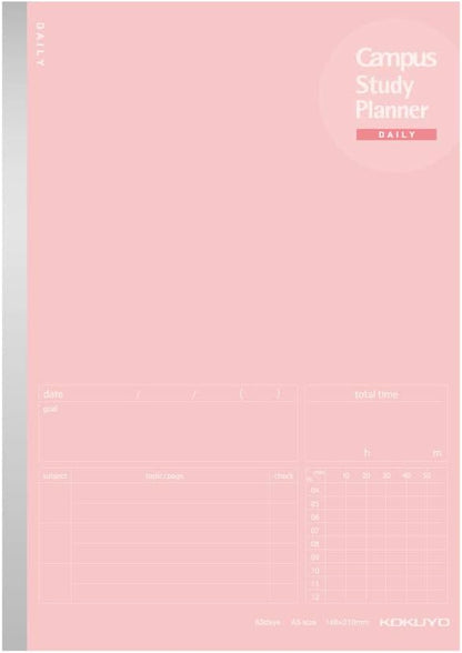Campus Study Planner Notebook A5- Daily Pink
