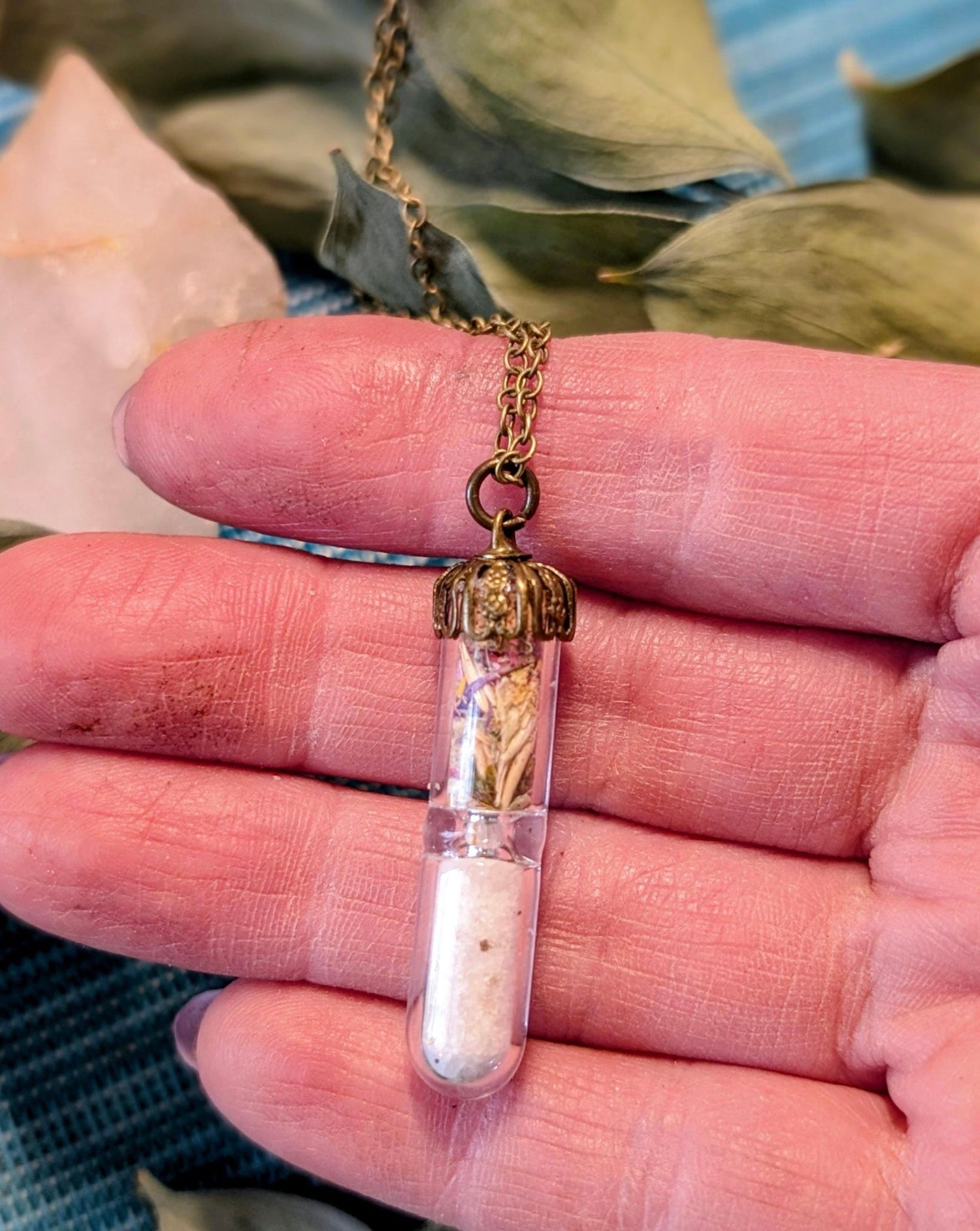 Unique Handcrafted Large Medicine Woman Floral Necklace with Quartz and Colorado Wildflowers (Copy)