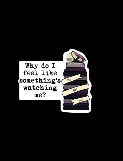 Stack of books with a ghost on top and text &
