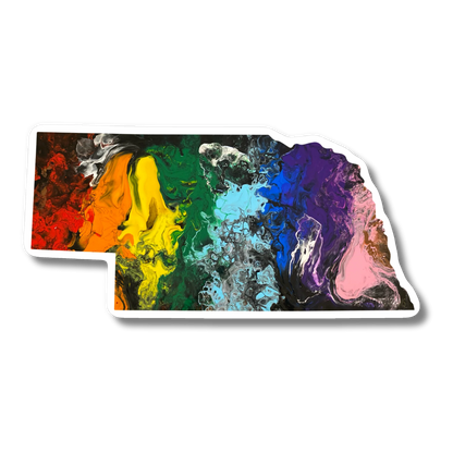Nebraska State Trans Pride and Rainbow State Vinyl Sticker