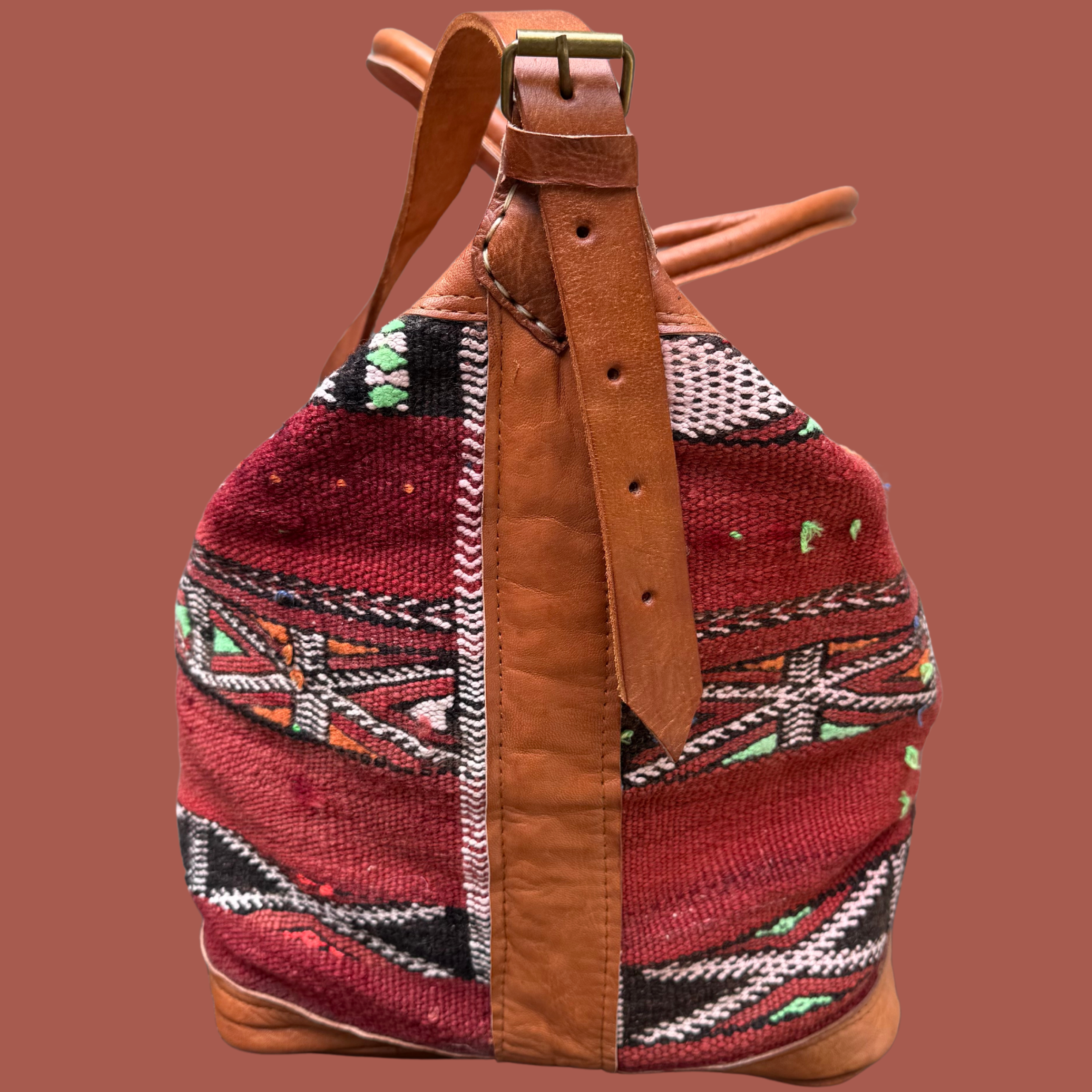 Kilim &amp; Leather Weekender Bag
