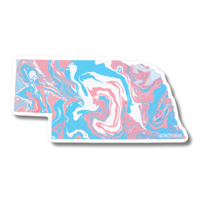 Nebraska State Trans Pride and Rainbow State Vinyl Sticker